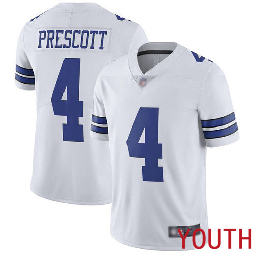 Youth Dallas Cowboys Limited White Dak Prescott Road #4 Vapor Untouchable NFL Jersey->youth nfl jersey->Youth Jersey